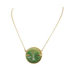 Vintage Signed Givenchy Goldtone Faux-Jade Pendant Necklace, 1977